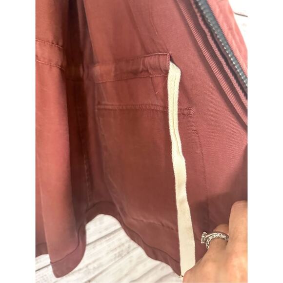 Ecru Women's Embroidered Drawstring Waist Cargo Utility Jacket Brick Size Medium - Picture 11 of 14